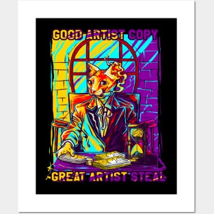 Weird Vintage Cat Artist Posters and Art